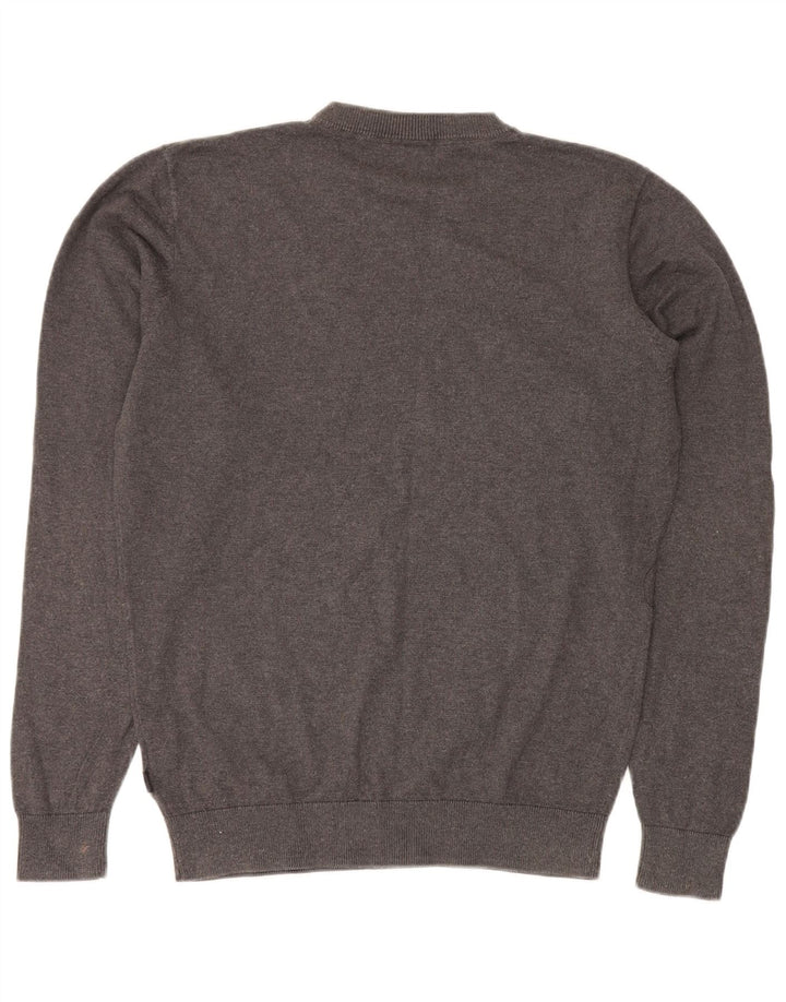 MUSTO Herren-Pullover mit Rundhalsausschnitt, groß, graue Baumwolle