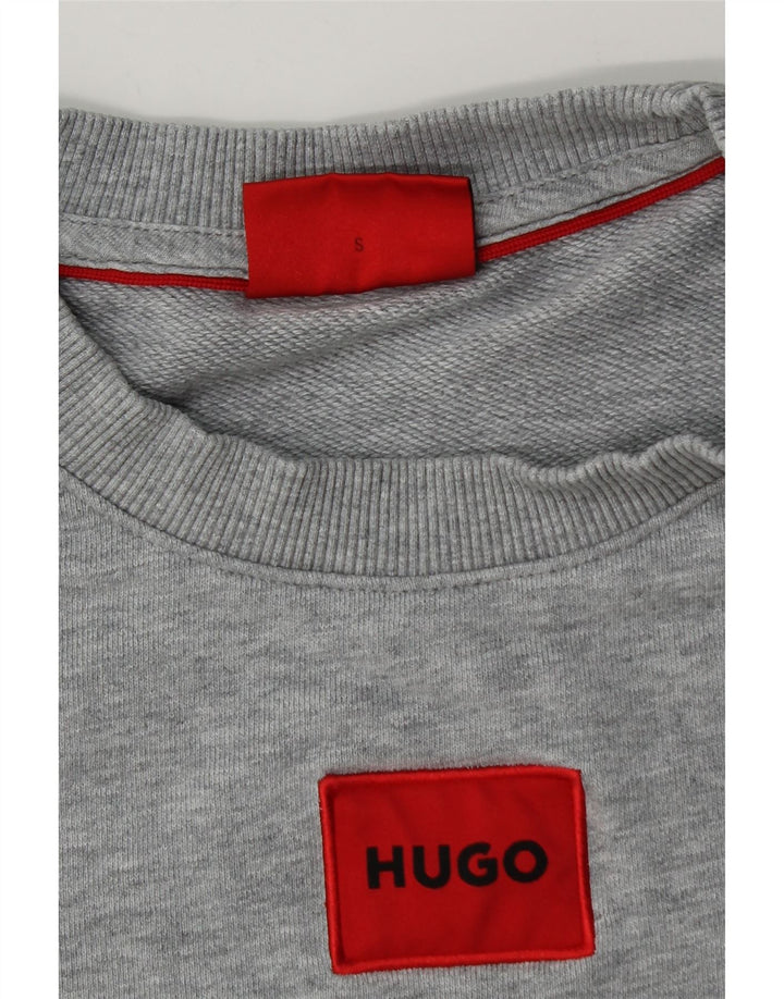 Hugo Boss Herren-Sweatshirt-Pullover, klein, grau gefleckte Baumwolle