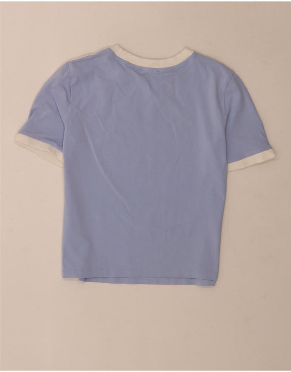Adidas Damen Crop T-Shirt Top UK 12/14 Mittelblaue Baumwolle