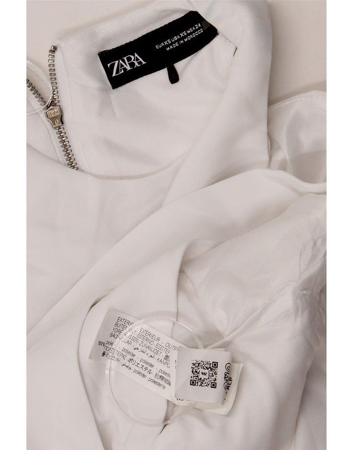 Zara Damen Crop One Shoulder Top UK 4 XS Weiß Polyester