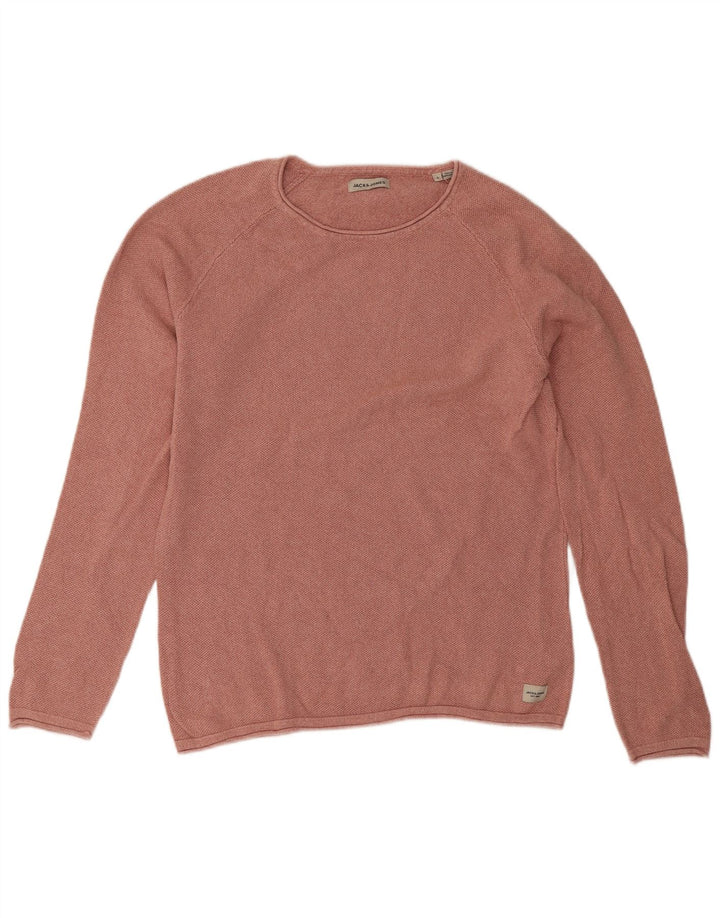 Jack & Jones Herren-Pullover mit Rundhalsausschnitt, groß, rosa Baumwolle