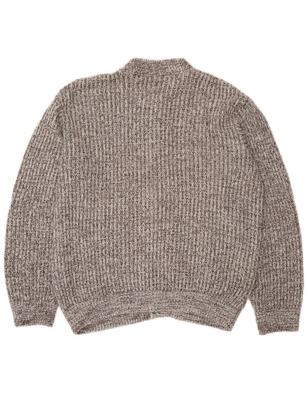 Vintage Mens Cardigan Sweater Large Grey Flecked