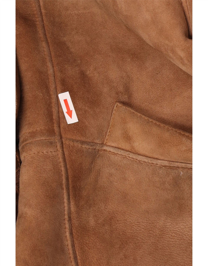 Vintage Damen Übergroße Lammfelljacke EU 40 Mittelbraunes Lammfell