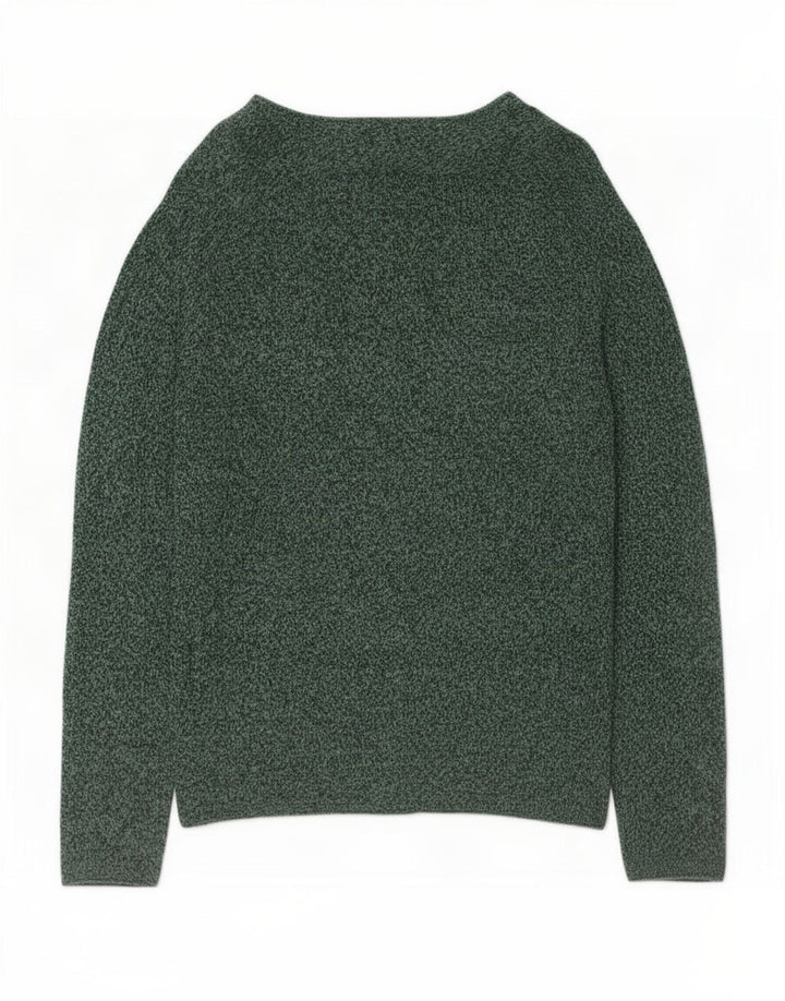 Zara Herren-Pullover mit Knopfkragen, Mittelgrün meliert