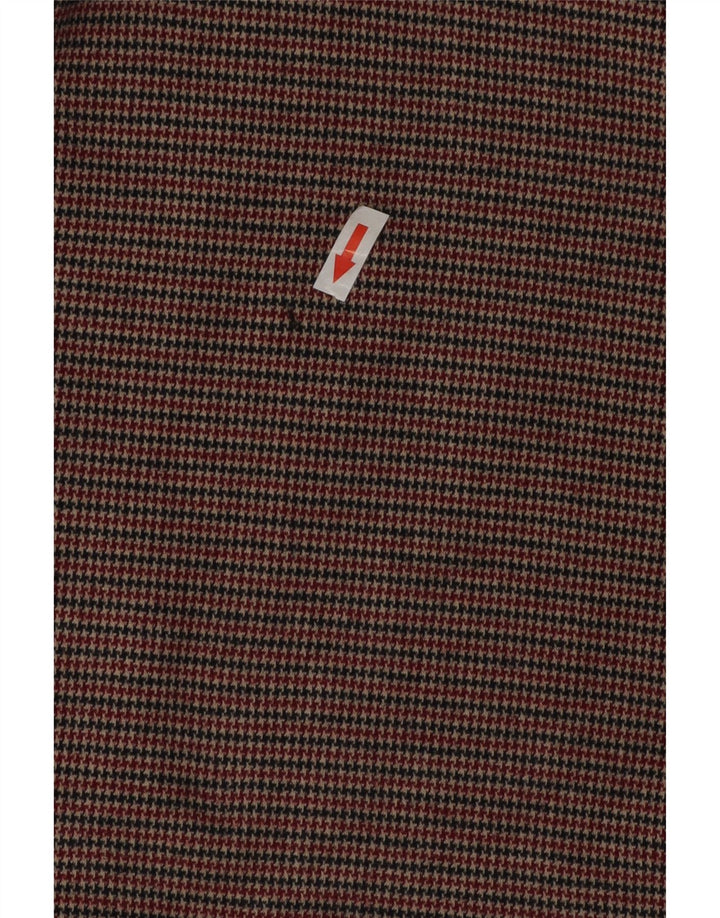 Zara Damen Langarm-Etuikleid UK 12 Mittelbraun mit Hahnentrittmuster
