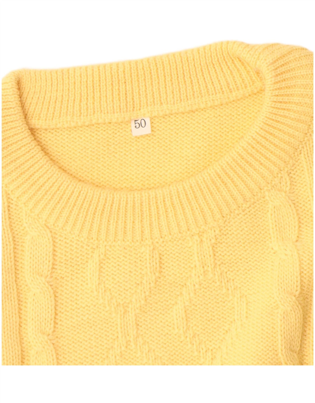 Vintage Herren Pullover mit Rundhalsausschnitt IT 50 Mittelgelbe Wolle