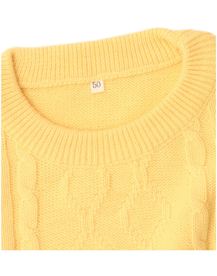 Vintage Herren Pullover mit Rundhalsausschnitt IT 50 Mittelgelbe Wolle