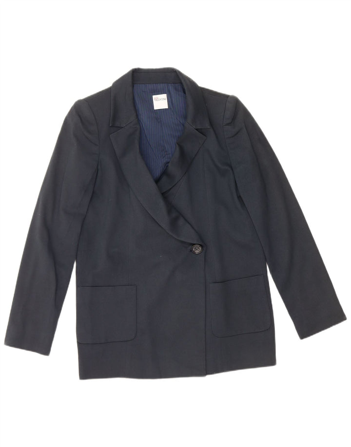 Red Valentino Damen-Blazer mit 1 Knopf, UK 12, mittelmarineblaue Baumwolle