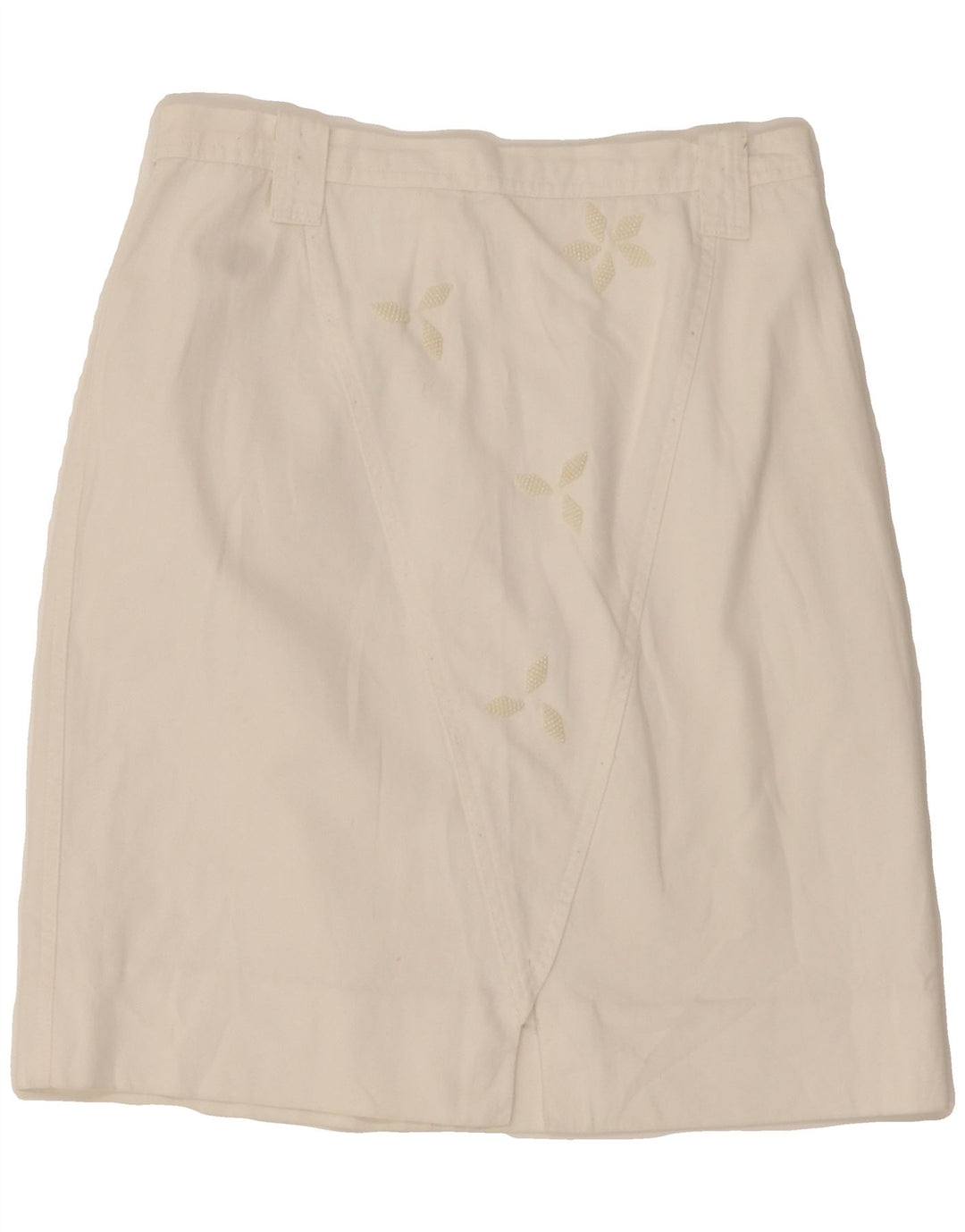 VINTAGE Womens Denim Skirt W28 Medium White Vintage Vintage and Second-Hand Vintage from Messina Hembry 