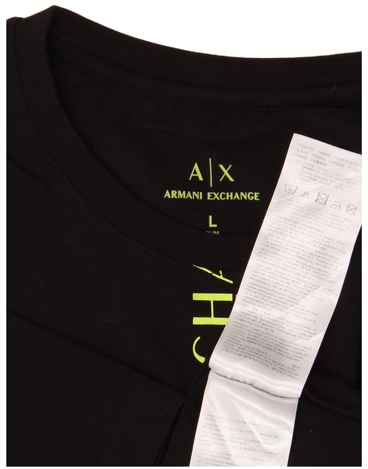 Armani Exchange Herren-T-Shirt mit Grafik, groß, aus schwarzer Baumwolle