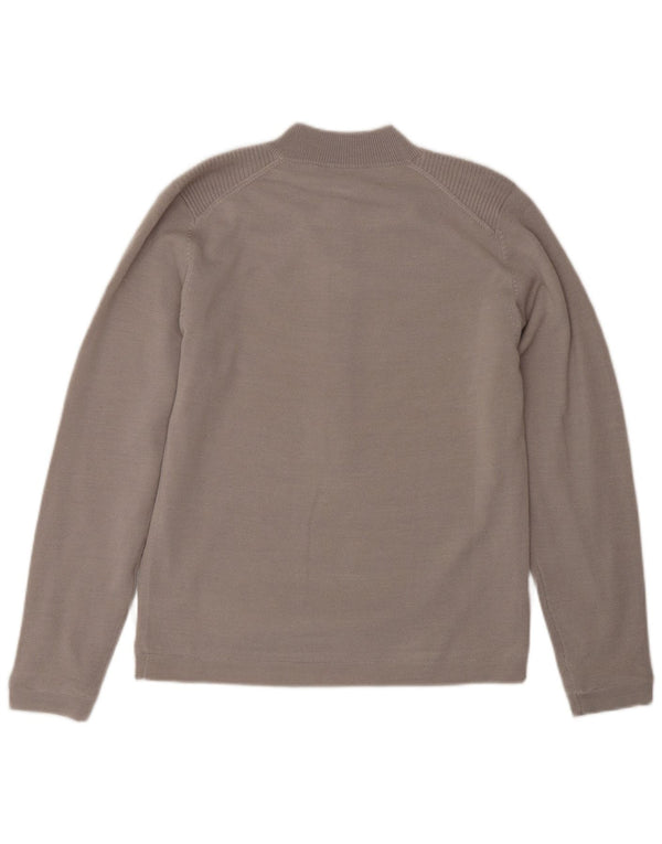 CALVIN KLEIN Damen Golf-Pullover mit Reißverschluss am Hals, UK 10, kleine Beige-Wolle