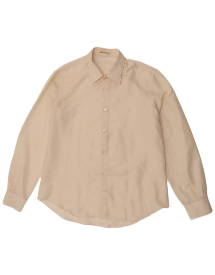 Vintage Herren Durchsichtiges Hemd Größe 41 Medium Off White