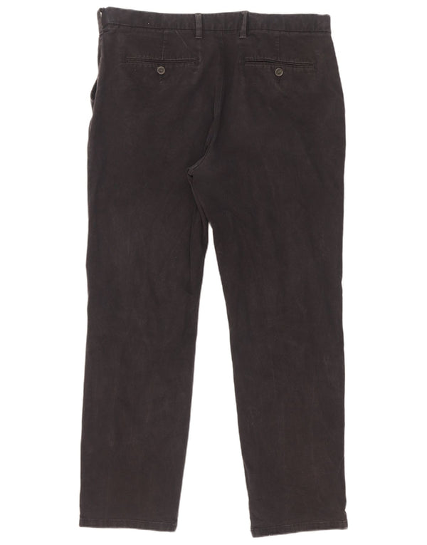 Marks & Spencer Mens Straight Chino Trousers W36 L31 Navy Blue Cotton