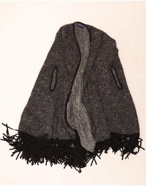 Vintage Damen Poncho Cardigan Pullover UK 22 3XL Grau