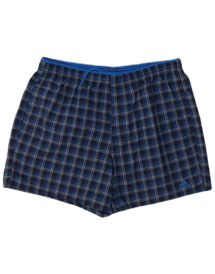 Adidas Herren-Badeshorts, groß, marineblau, kariert, Polyester