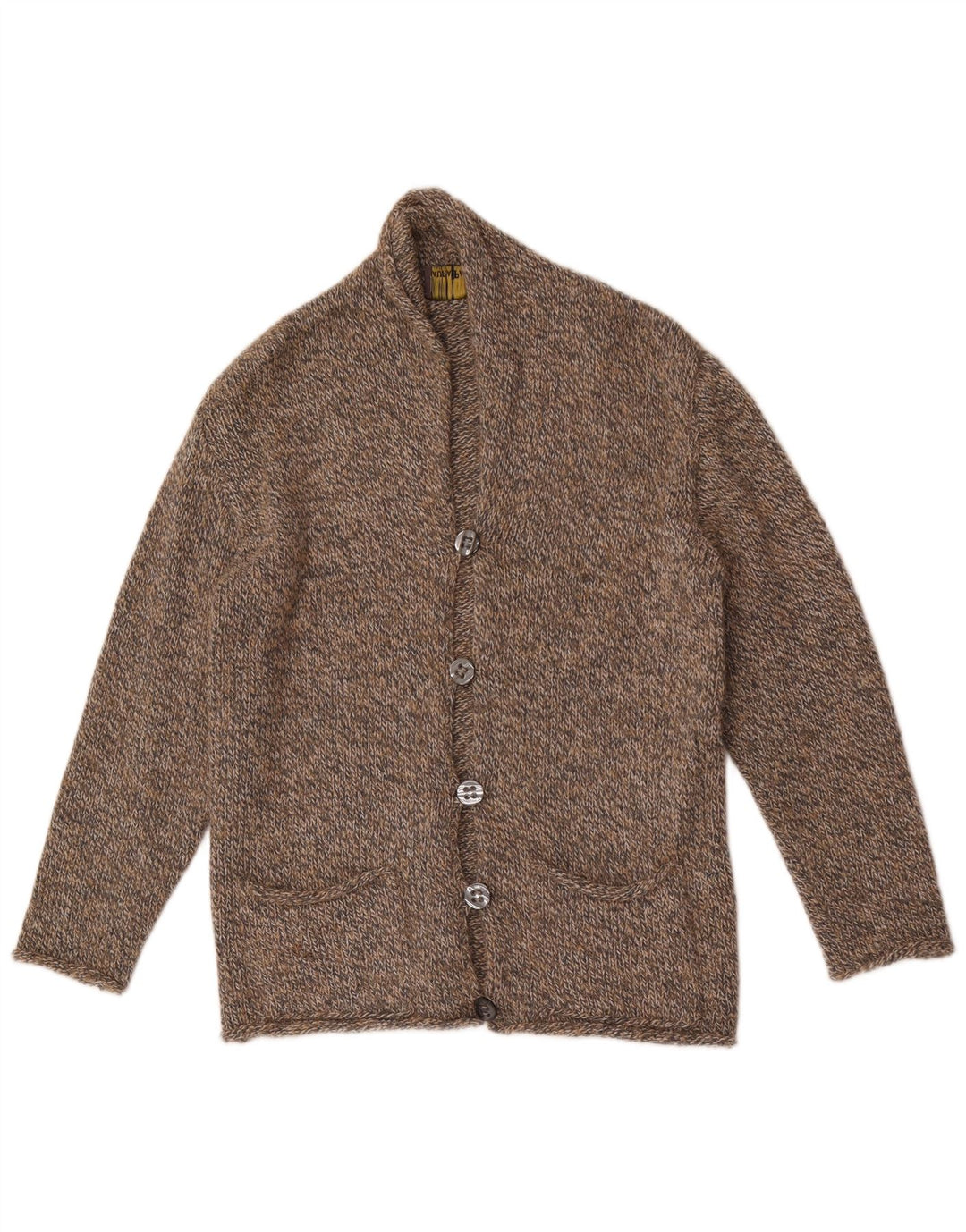Laura Patrizia Herren-Strickjacke aus mittelbraun gesprenkelter Wolle