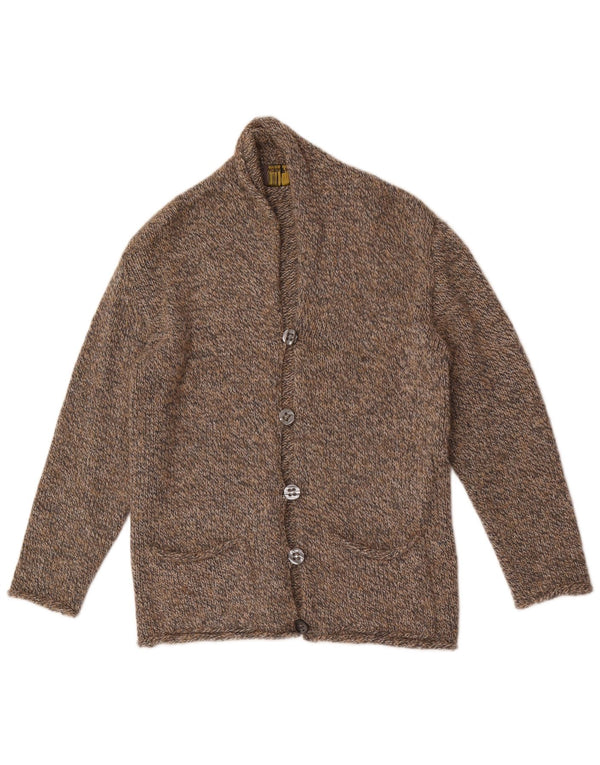 Laura Patrizia Herren-Strickjacke aus mittelbraun gesprenkelter Wolle