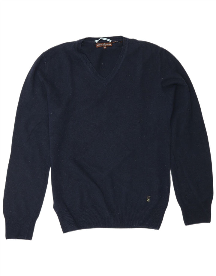 Guess By Marciano Herren-Pullover mit V-Ausschnitt in mittlerem Marineblau