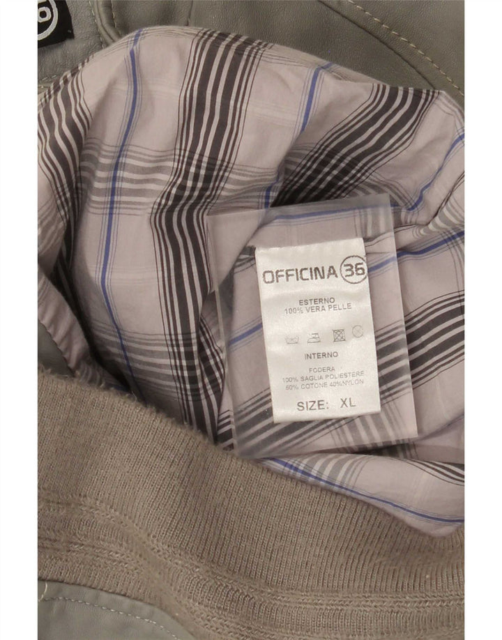 Officina 36 Herren Bomber Lederjacke UK 42 XL Grau