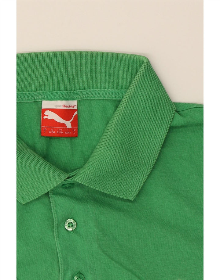 PUMA Mens Polo Shirt Large Green Cotton Vintage Puma and Second-Hand Puma from Messina Hembry 