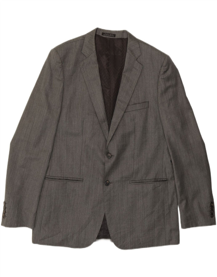 ZARA Mens 2 Button Blazer Jacket EU 56 XL Grey Wool Vintage Zara and Second-Hand Zara from Messina Hembry 