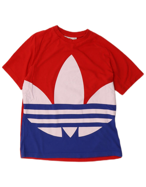 Adidas T-Shirt mit Grafik für Jungen, 13–14 Jahre, rotes Colourblock-Baumwolle