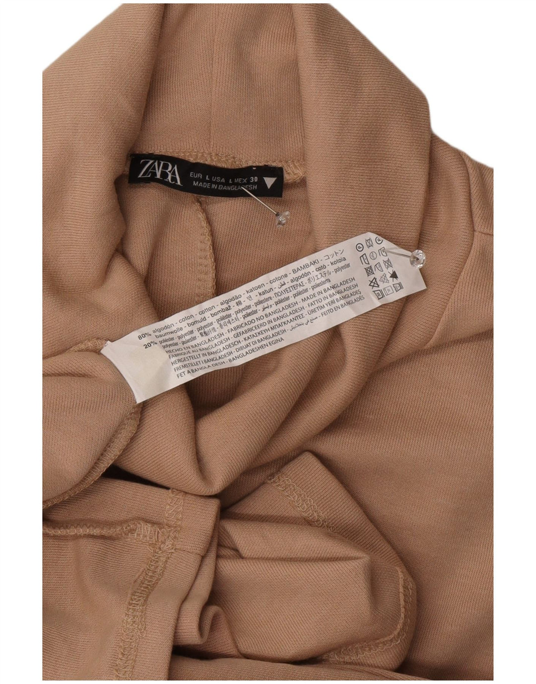 Zara Damen Etuikleid UK 16 Large Beige Baumwolle