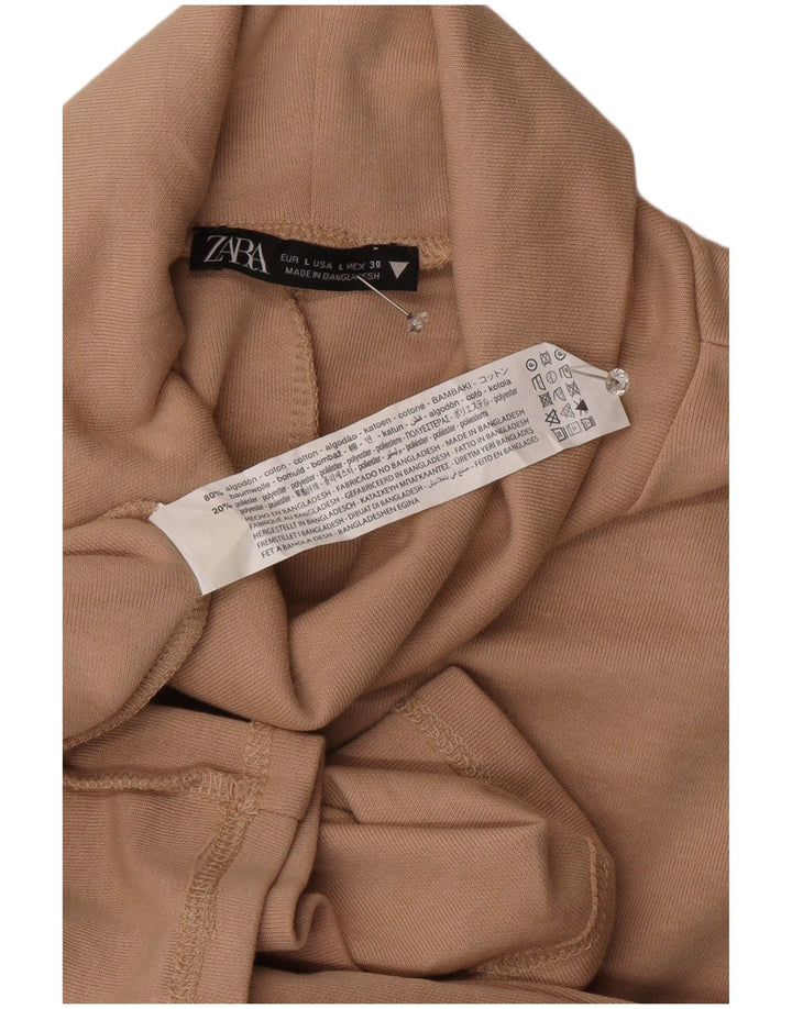 Zara Damen Etuikleid UK 16 Large Beige Baumwolle