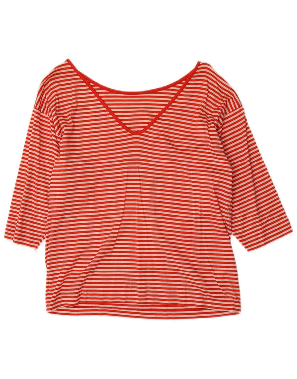 Marguta Damen Grafik-Top mit 3/4-Ärmeln, Größe 46, groß, orange gestreift, Baumwolle