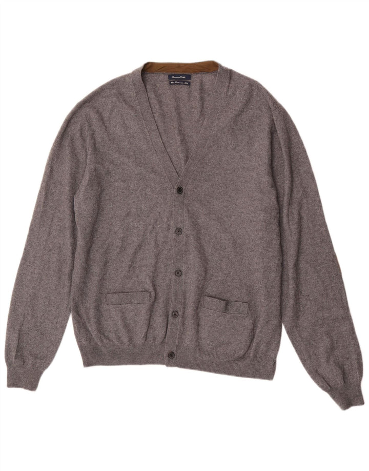 Massimo Dutti Herren Strickjacke 2XL Graue Wolle