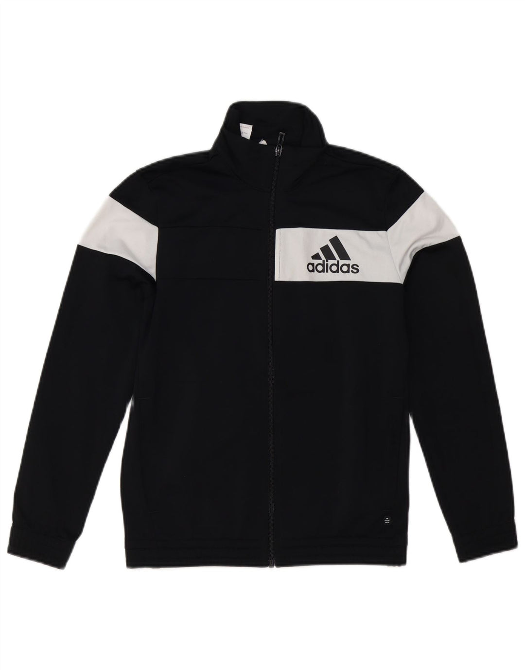 Adidas Jungen-Trainingsanzug-Top-Jacke, 11–12 Jahre, schwarzes Colourblock-Polyester