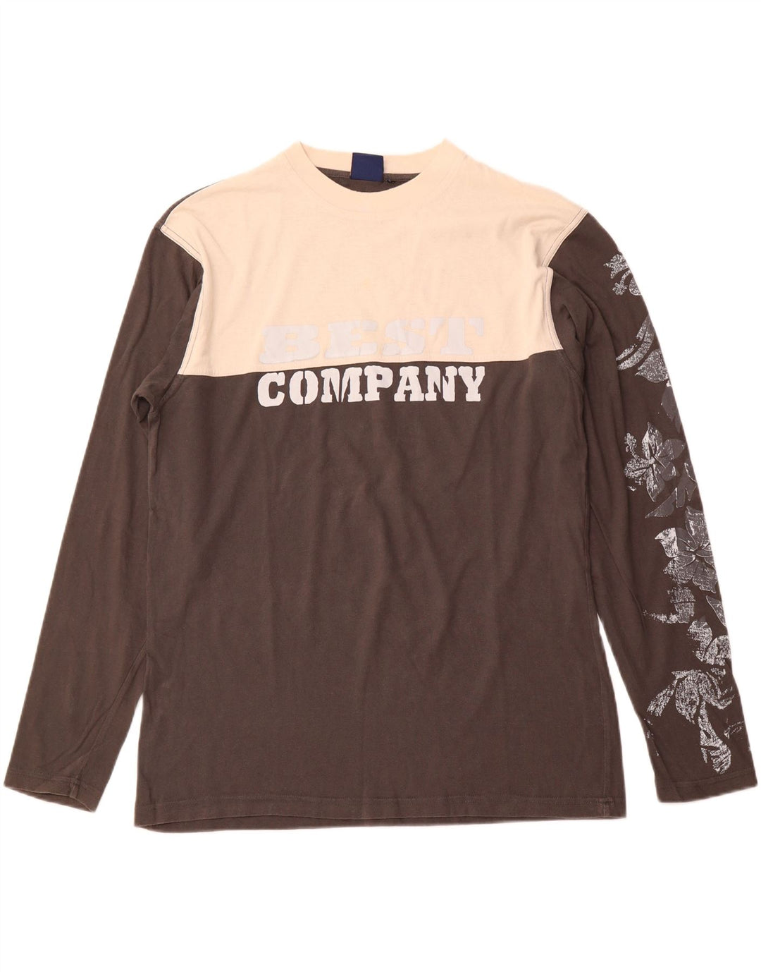 BEST COMPANY Herren-Grafik-Oberteil, langärmelig, mittelgrau, Colourblock-Baumwolle