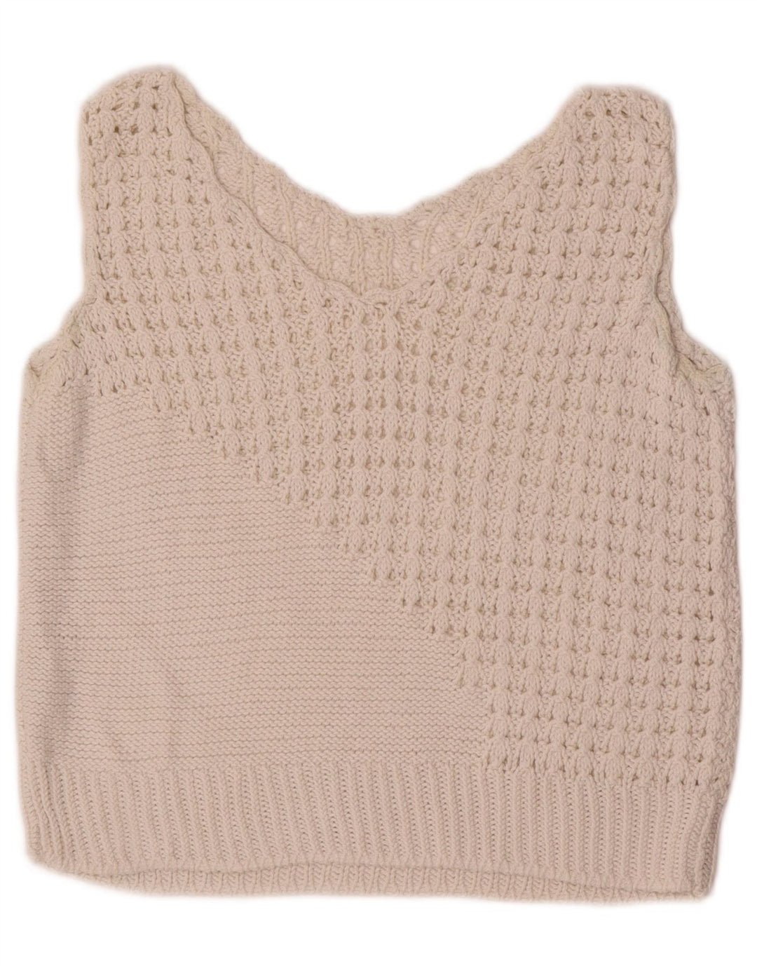 Vintage Damen Crop Weste Tank Top UK 10 Small Weiß
