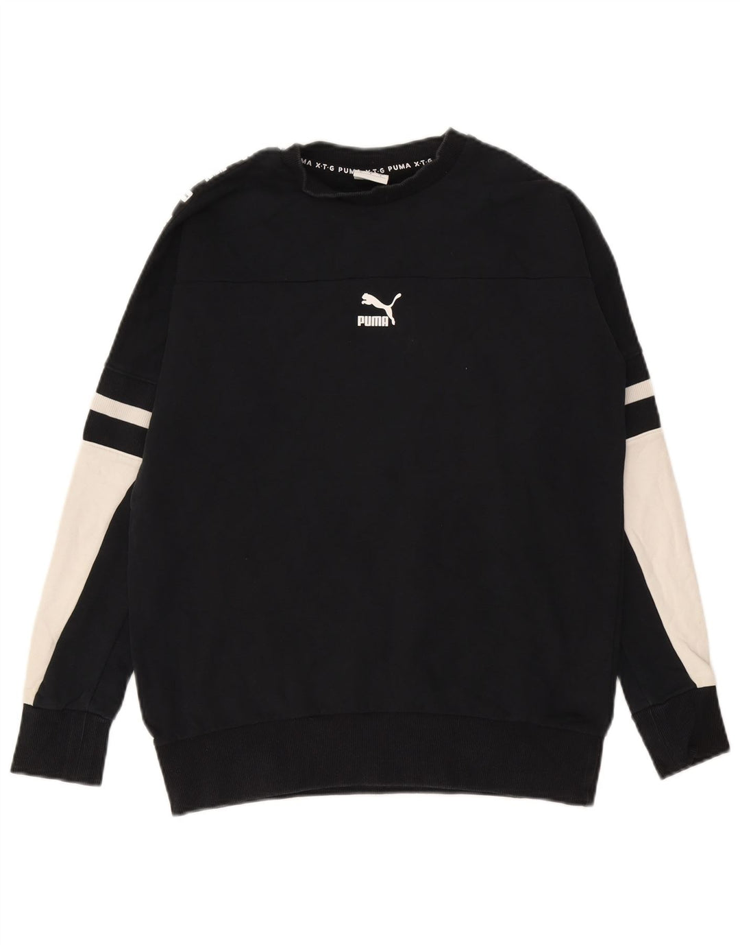 Puma Herren-Sweatshirt mit Grafik, Größe S, Schwarz, Colourblock-Baumwolle