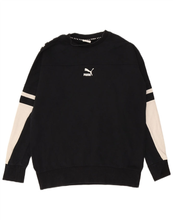Puma Herren-Sweatshirt mit Grafik, Größe S, Schwarz, Colourblock-Baumwolle