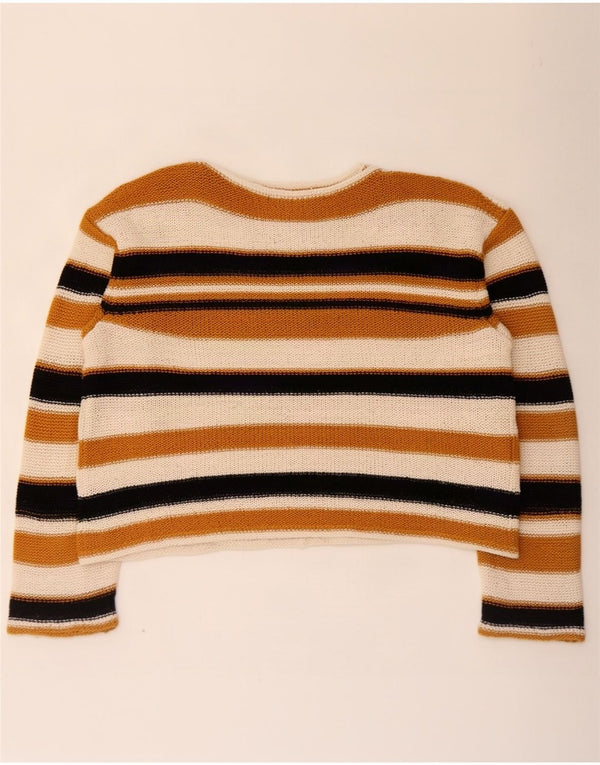 Zara Damen Crop-Pullover mit U-Boot-Ausschnitt, Gr. 10, klein, mehrfarbig gestreift