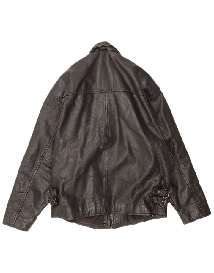 Vintage Herren Lederjacke UK 40 Großes schwarzes Leder