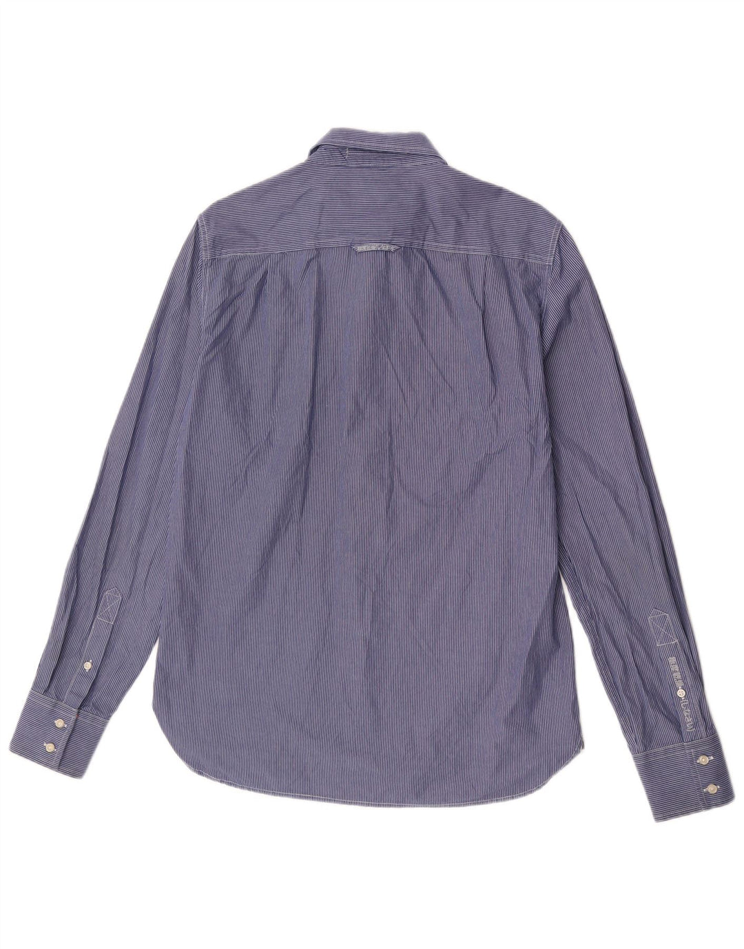 Superdry Herren-Hemd, groß, blaue Nadelstreifen-Baumwolle