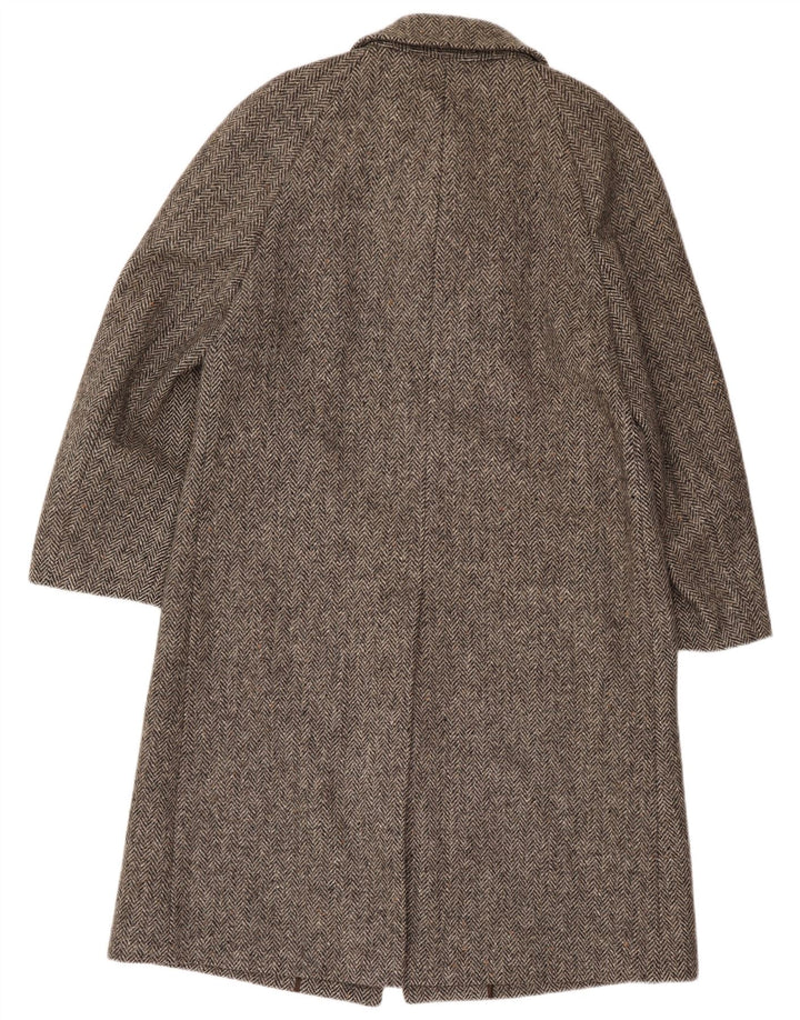 Crombie Herrenmantel UK 36 Kleine braune Fischgräten-Schurwolle