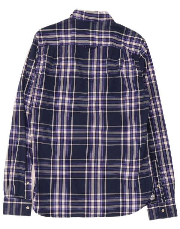 Superdry Herren-Hemd, klein, marineblau, kariert, Baumwolle