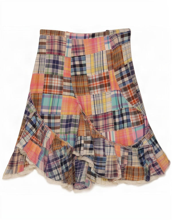 Vintage Damen ausgestellter Rock IT 42 Medium W29 Mehrfarbige Patchwork-Baumwolle
