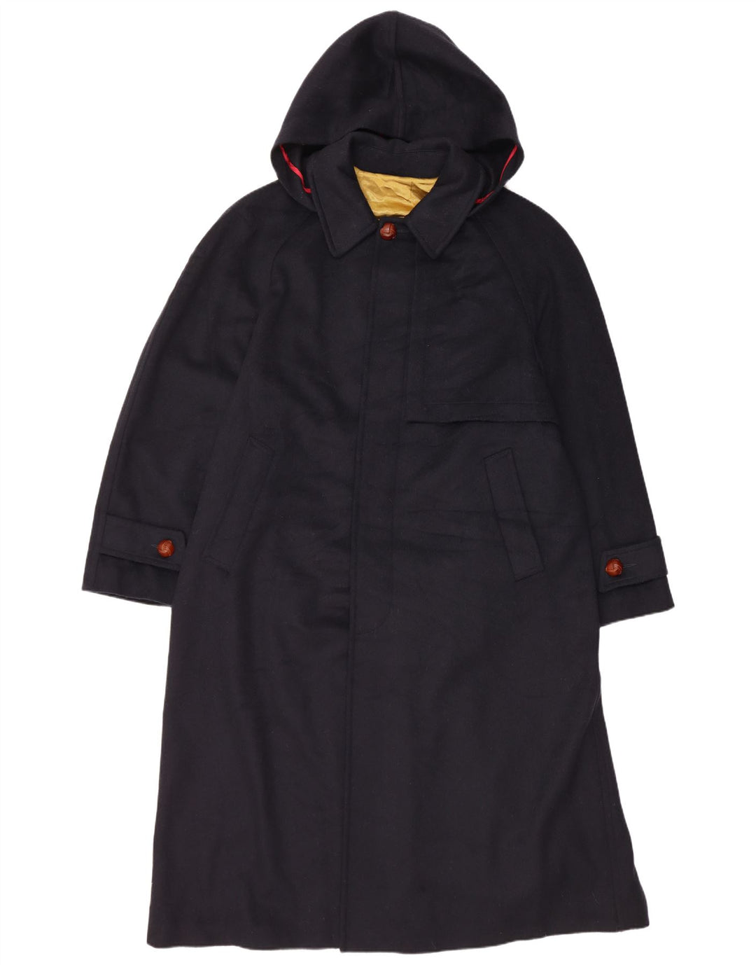 Vintage Herren Kapuzenmantel IT 48 Mittelmarineblaue Wolle