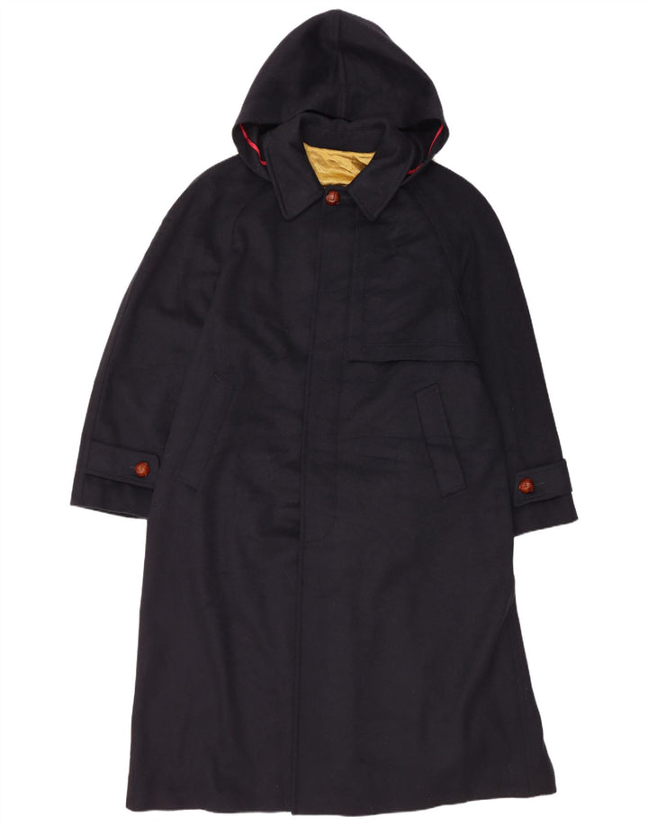 Vintage Herren Kapuzenmantel IT 48 Mittelmarineblaue Wolle