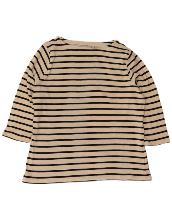 L.L.Bean Damen-Top, 3/4-Ärmel, UK 18, XL, cremefarben, gestreift, Baumwolle, nautisch