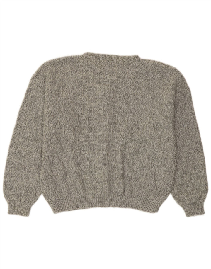 Vintage Damen Cardigan Pullover UK 14 Groß Grau