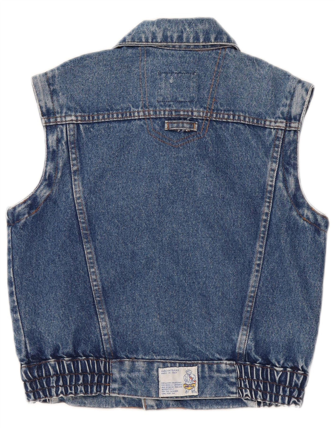 POP 84 Damen Crop Denim Gilet UK 2 2XS Blau