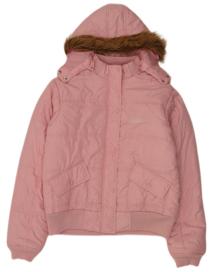 Buffalo Wattierte Damenjacke mit Kapuze, UK 14, Größe L, rosa, Polyester