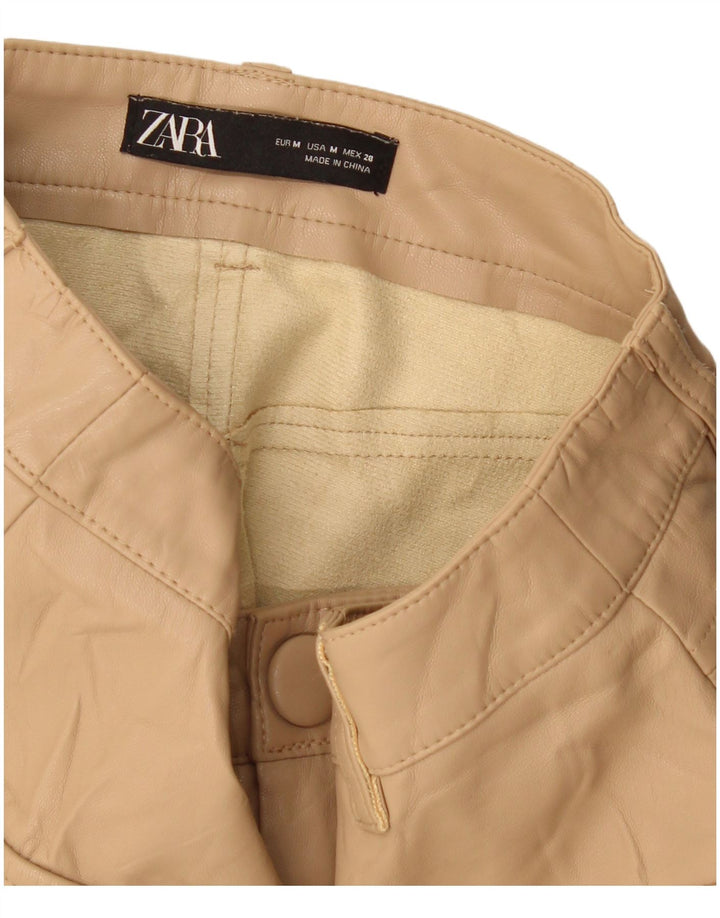 Zara Damen Kunstlederrock Medium W28 Beige