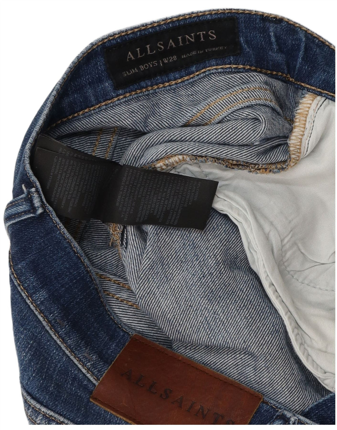 All Saints Damen Slim Jeans W28 L28 Blaue Baumwolle
