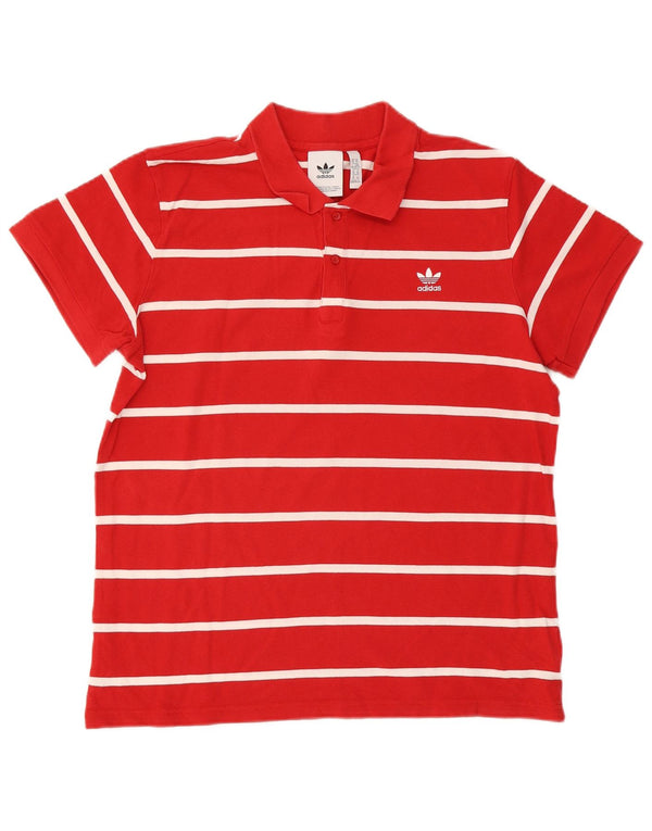 Adidas Herren Poloshirt XL rot gestreift aus Baumwolle